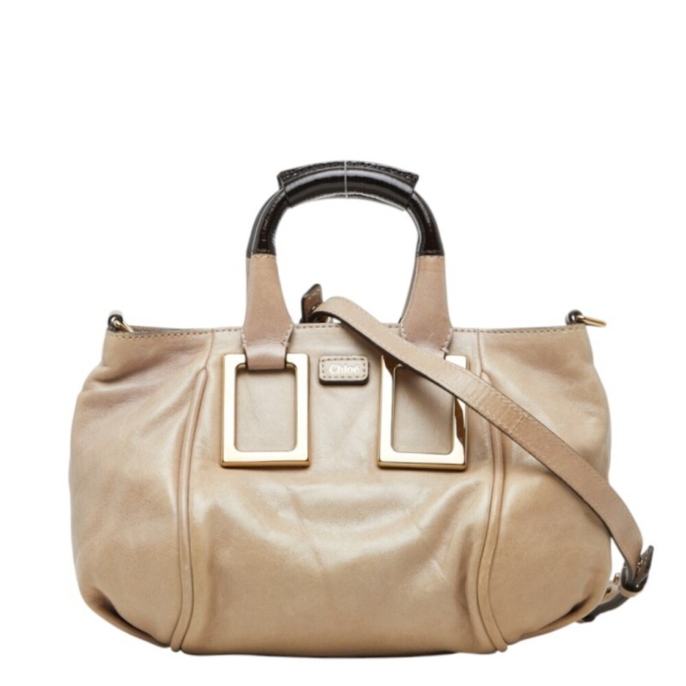 Chloé Chloe Ethel Handbag Shoulder Bag 2WAY Beige Leather Women's